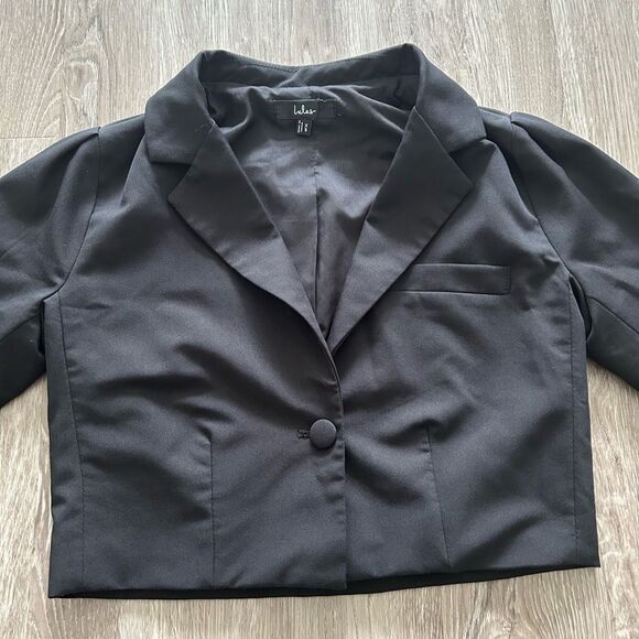 Lulus Posh Company Black Cropped Short Sleeve Blazer - Size XS - Picture 6 of 8